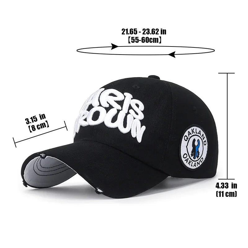 Modna czapka baseballowa do sportu na świeżym powietrzu, unisex, dla mężczyzn i kobiet, z uniwersalnym haftem literowym, regulowana czapka typu snapback