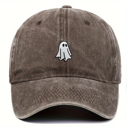 Halloween Embroidered Baseball Hat with Cute Ghost Pattern Simple Style Suitable for Men and Women