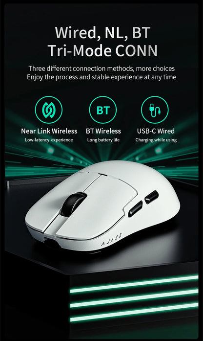 AJAZZ AJ159 NL Wireless Mouse 800mAh Compatible with Games and Office PAW3395 1K Nearlink BT Wireless Mouse Laptop GiftAJAZZ AJ1