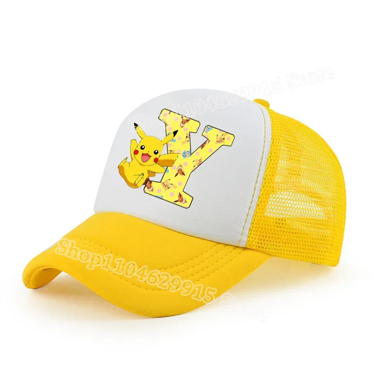 Pokemon Pikachu Baseball Cap Cartoon Anime Popular Letters Print Kids Hat Summer Athleisure Adjustable Parent-child Hats Gift