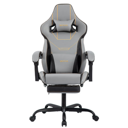 WOTSTA Ergonomic Gaming Chair with Footrest, Racing Computer Chair, Adjustable Height Office Chair with Armrests, Comfortable Leather Gaming Seat