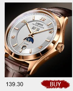 Luxury Brand Switzerland LOBINNI Ewiger Kalender Automatische mechanische Herrenuhr Saphirglas Multifunktionsuhr L13019-8