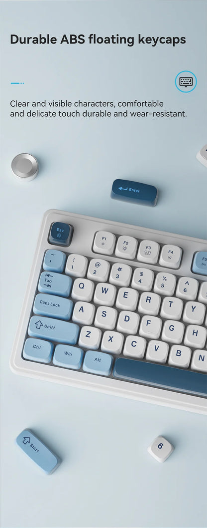 Teclado AJAZZ AF98 com/sem fios, sensação mecânica, para escritório, bateria de longa duração, três modos, iluminação mista RGB, teclas em ABS, ergonómico