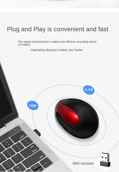 BTS-908 Ergonomic Wireless Mouse, Rechargeable Vertical Wireless Mouse with 2.4GHz USB Receiver, 1600 DPI Adjustable, 6-Button Ergonomic Mouse for Office & Laptop