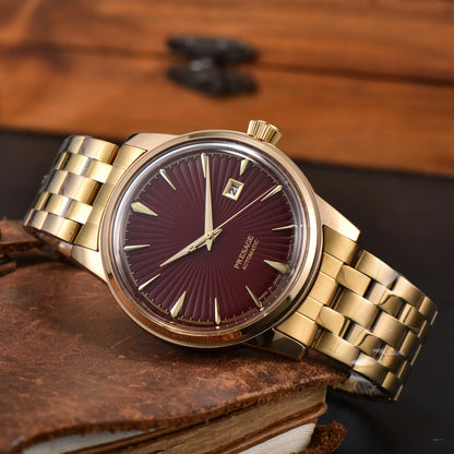 Luxury Retro Men's Self-Winding Automatic Mechanical Watch Radial Sunburst Textured Dial Single Calendar Date Window Polished Stainless Steel Link Bracelet Waterproof Business Dress Male Watch Silver Gold Two Tone Options
