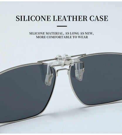 REXXAR Mens Metal Clip on Sunglasses Polarized Eyeglasses UV400 Women Square Night Vision Driving Sun Glasses