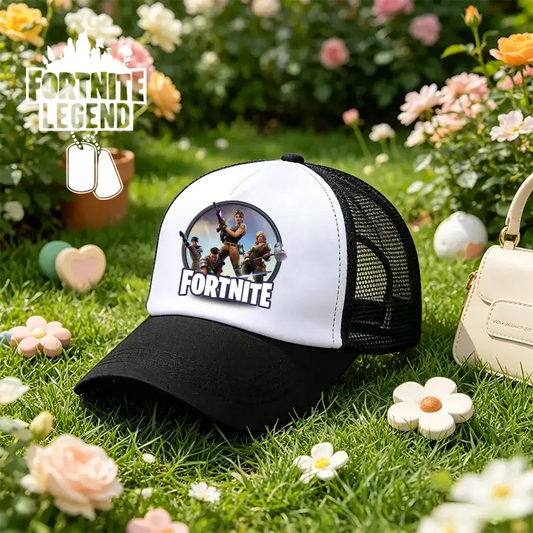 Gorra de béisbol Fortnite con estampado de juego estilo cartoon para niños, gorra de malla transpirable de verano, visera ajustable, regalo de cumpleaños para niños