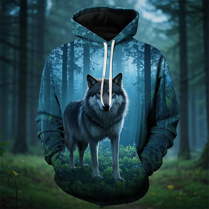 Vintage Men's Hoodie 3D Printed Wolf Tops Fashion Animal Graphics Long Sleeve Hoodie Men's 2025 Oversized Streetwear Unisex Tops