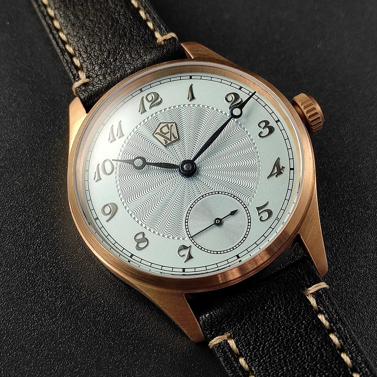 40.5 Men's Manual Mechanical Watch Tin Bronze Guilloché Surface Three-Dimensional Silver Nail Roasted Blue Needle Seagull ST3621