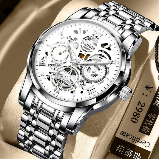 Montre pour homme UTHAI L93 – Style tendance, luxe accessible et polyvalent; mouvement à quartz, affichage luminescent, étanche, cadran ajouré avec chiffres romains.