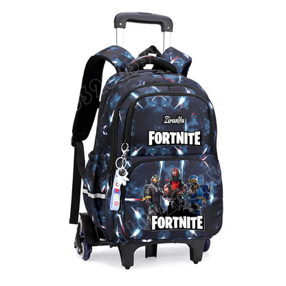 Чанта с колелца Fortnite за лесно изкачване на стълби, аниме, водоустойчива раница на колелца с голям капацитет за ученици, ежедневна пътна чанта