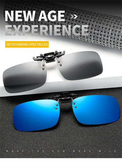 Classic Square Flip Up Clip On Sunglasses Men Polarized Night Vision Driving UV400 Women Photochromic Sun Glasses Clips