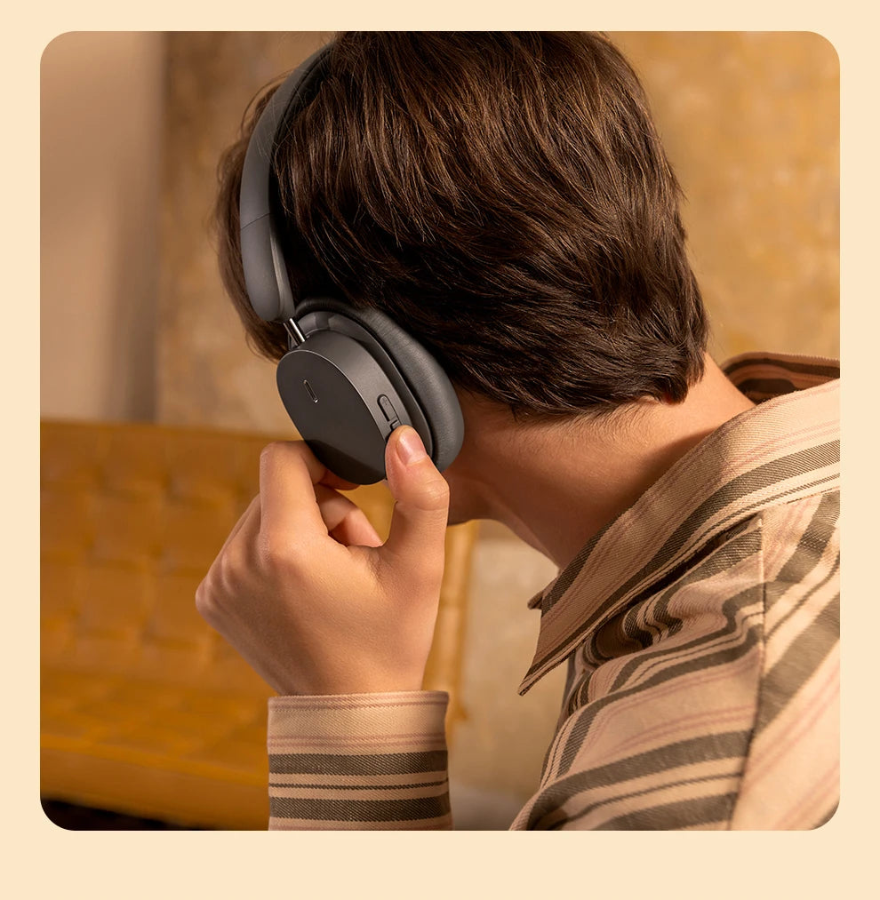 Auscultadores Over-Ear Sem Fios Bluetooth 5.3 Baseus – Driver HiFi de 40mm, Headset Dobrável com 70H de Autonomia e Áudio Espacial