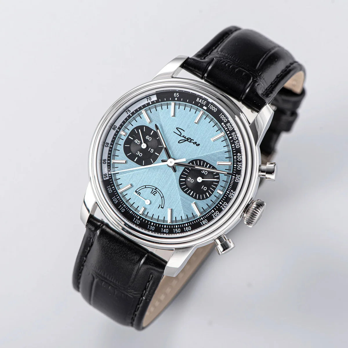 Sugess Watch of Men Pilot 1963 Wristwatches ST1906 Chronograph Handwind Movement Domed Sapphire Waterproof PowerReserve Lume V2