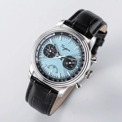 Sugess Watch of Men Pilot 1963 Wristwatches ST1906 Chronograph Handwind Movement Domed Sapphire Waterproof PowerReserve Lume V2