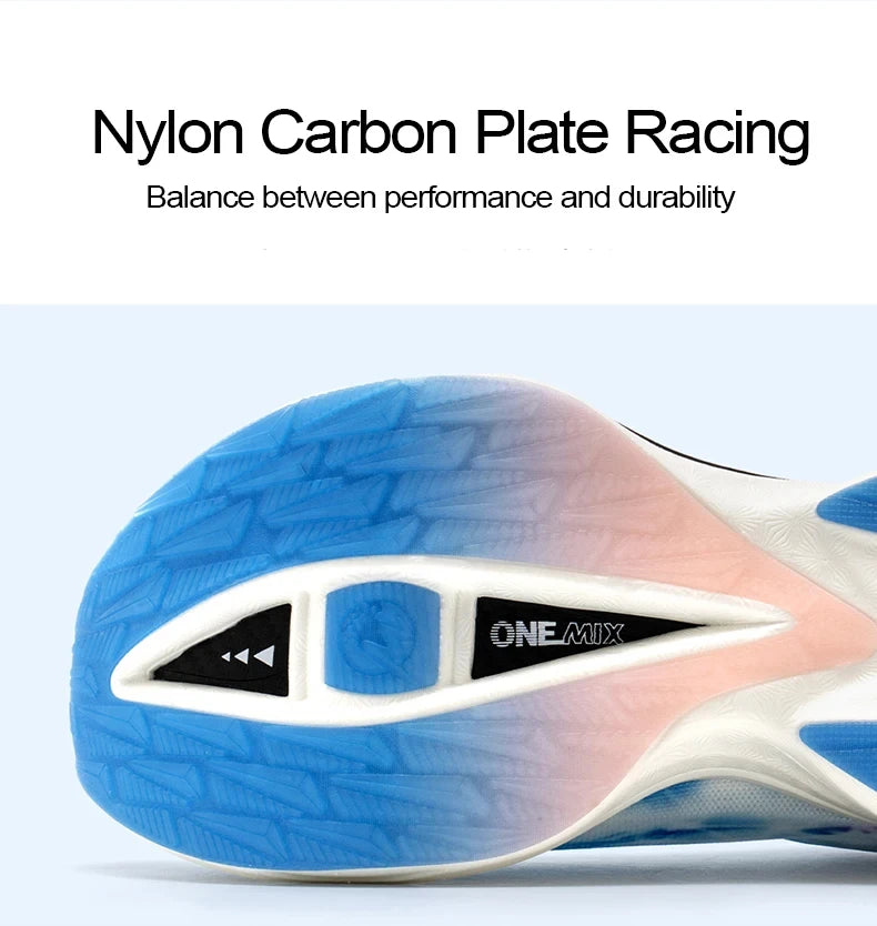ONEMIX New Nylon Carbon Board Marathon Running Racing Shoes Shock-Absorbing Professional Stable Support Ultra-Light Rebound Sneakers