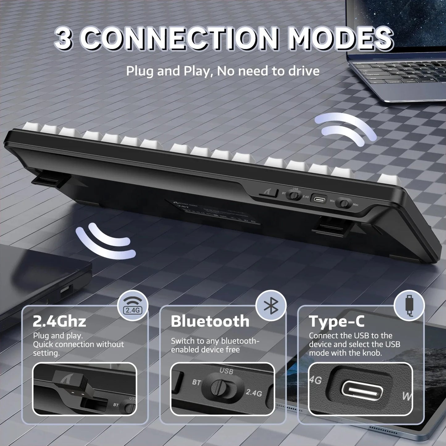 ATTACK SHARK X87 Wireless Mechanical Gaming Keyboard Tri-Mode BT5.0/2.4G/USB-C Gasket Hot Swappable Custom Keyboard Pre-lube