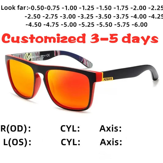Outdoor Sport Square Myopia Lens Prescription Sunglasses Men Polarized Driving Anti-Glare Myopes Lunettes 0 -0.5 -0.75 To -6.0