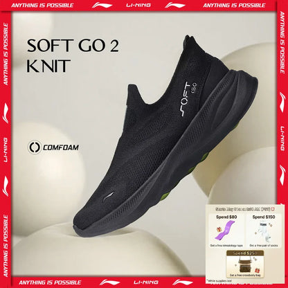 Li-Ning SOFT GO 2 KNIT slip-on fritids-gåsko til mænd – støddæmpende, komfortable og stabile LiNing mesh-jogging- og daglige sportssneakers AGLV017