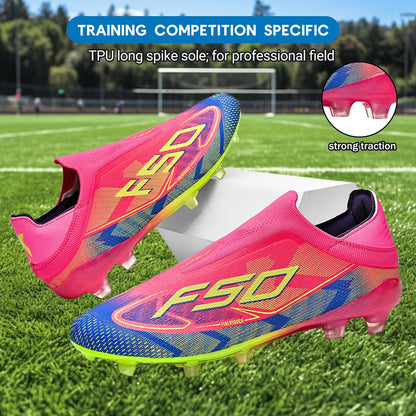 Classic AG/FG football shoes，TPU Wear-resisting Long Studs，PU Mixed Fabric Upper，Non-slip Comfortable for Kids Outdoor Football