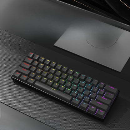 Wireless Gaming Mechanical Keyboard 60% RGB Bluetooth Keyboard, Triple Mode Wireless Mechanical Keyboard with 61 Keys, Compact RGB Gaming Keyboard for PC, Laptop & Tablet