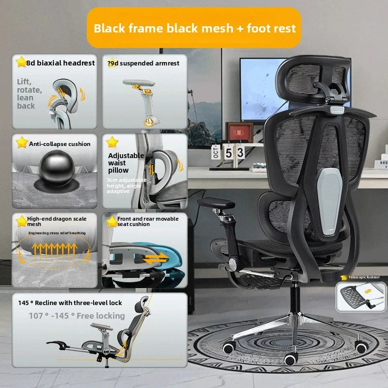 Ergonomic Office Chair Reclining with Footrest High Back Computer Desk Chair with Lumbar Support for Home Office Gaming