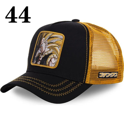 Καπέλο μπέιζμπολ με τυπωμένο χαρακτήρα από το anime Dragon Ball για άνδρες και γυναίκες, καπέλο χιπ χοπ, καπέλο πλέγματος για οδηγούς φορτηγών, καλοκαιρινό καπέλο για προστασία από τον ήλιο σε εξωτερικούς χώρους