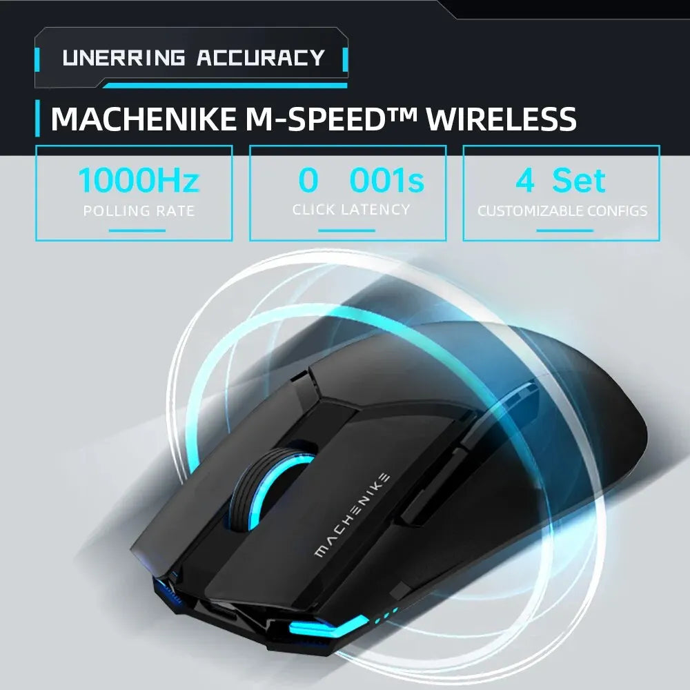 MACHENIKE M7 Pro Wireless Gaming Mouse PAW3395 26000 DPI RGB USB & 2.4GHz Rechargeable Gaming Mouse for PC & Laptop