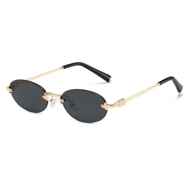Frameless Ellipse Sunglasses, UV400 Protection Lightweight Design, Fashionable for Daily Wear & Outdoor