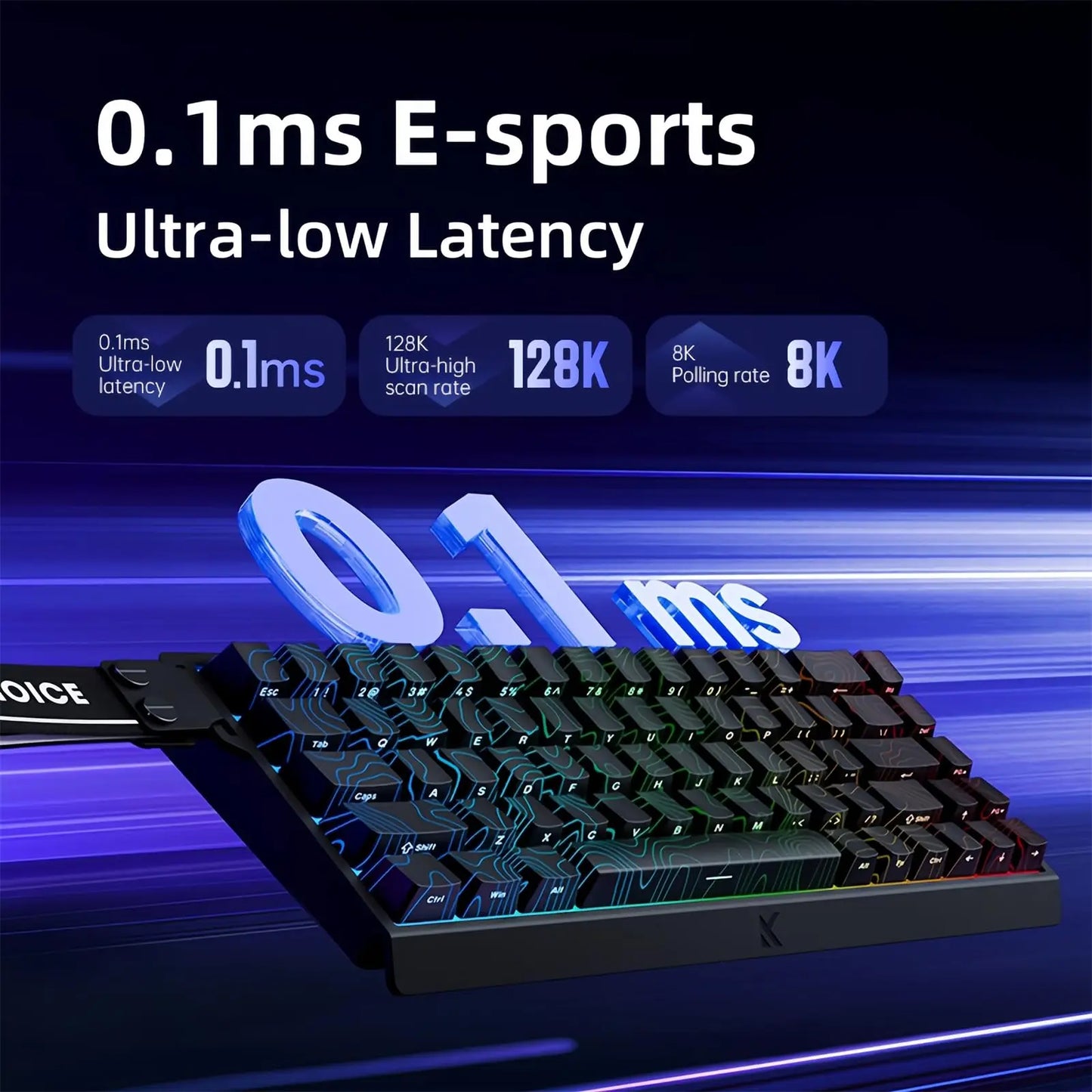 Teclado Gaming MCHOSE ACE 68 com Switches Magnéticos Hall Effect, Rapid Trigger, RGB Programável, 8K Hz, DKS/MT/TGL/RS/SOCD