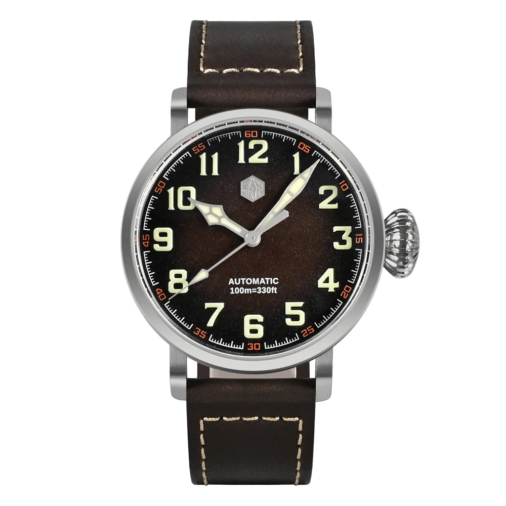San Martin Fashion Men's Watch 40mm Pilot Automatic Mechanical YN55 PT5000 SW200 Stainless Steel Luminous Waterproof 100m