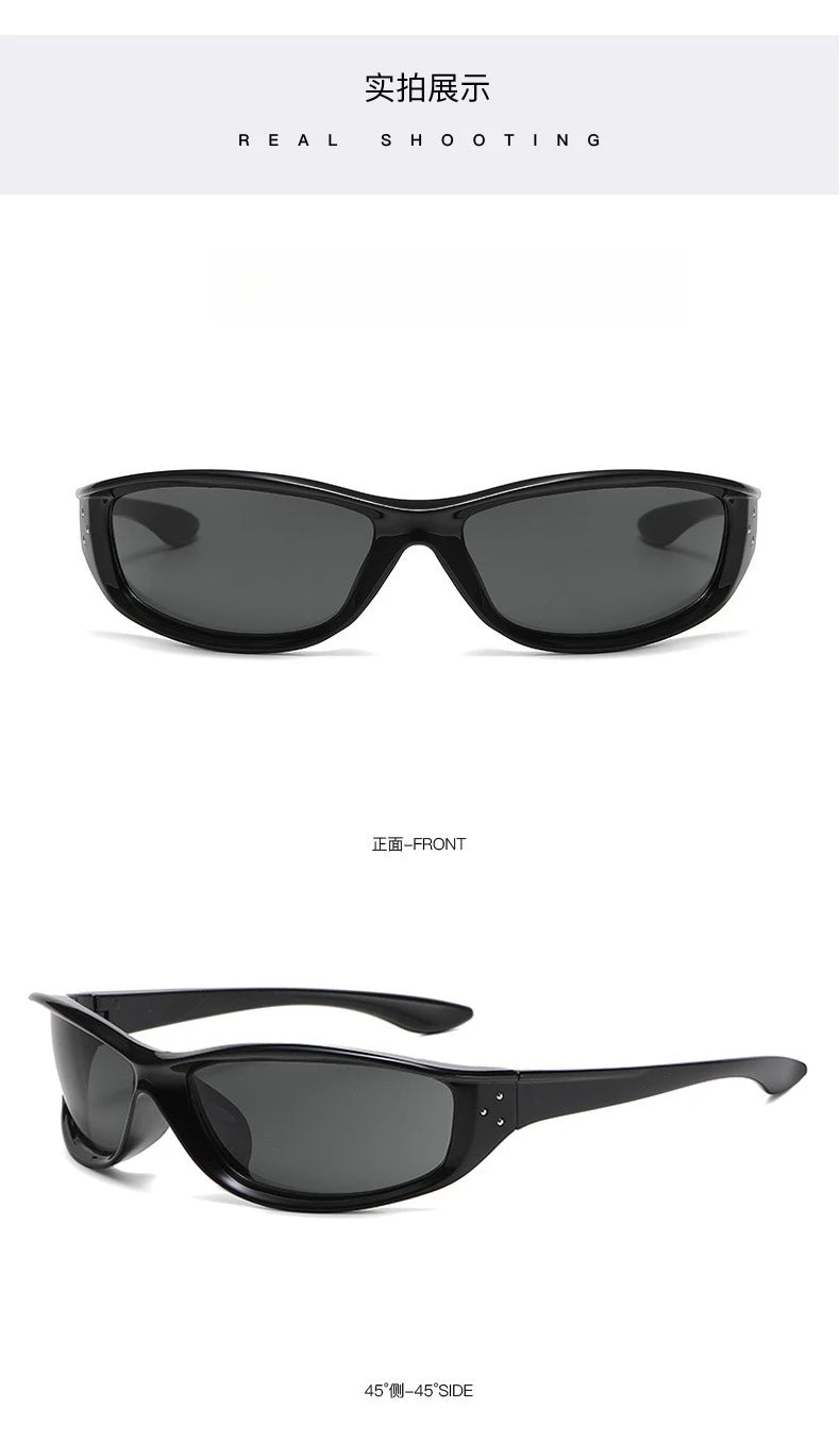 Rivets Y2K Sports Punk Sunglasses Women Designer Rectangle Goggle Men Luxury Sun Glasses UV400 Driving Cycling Fashion Eyewear