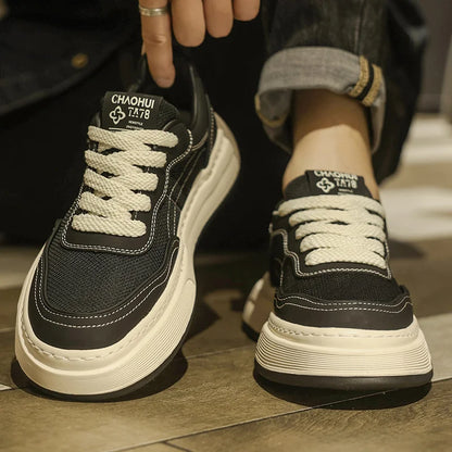 Ultralette, åndbare mesh-sneakers til mænd 2025 – moderigtige fritidssko med tyk sål, behagelige snøresko til daglig gang