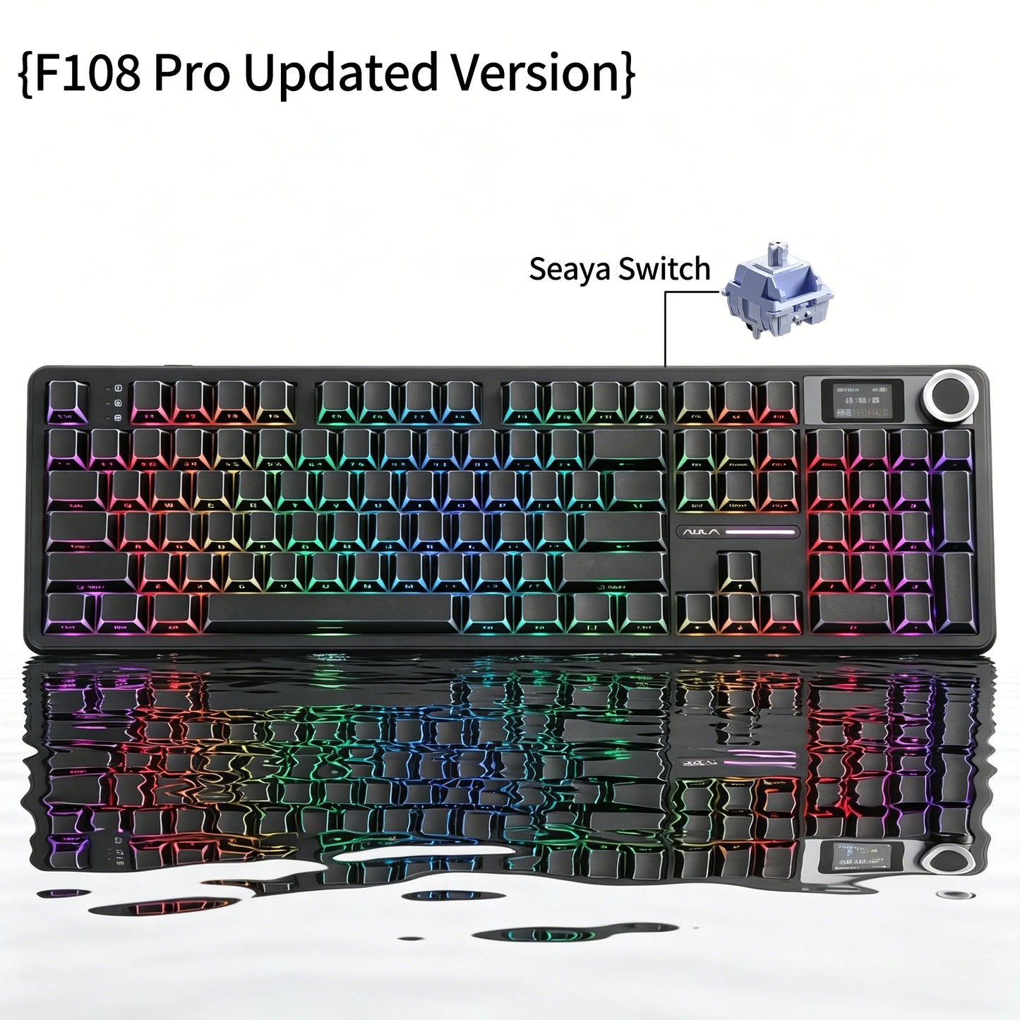 Teclado mecânico AULA F108 PRO personalizado, layout 100%, retroiluminação RGB, Bluetooth sem fios, switch HiFi, teclado gaming