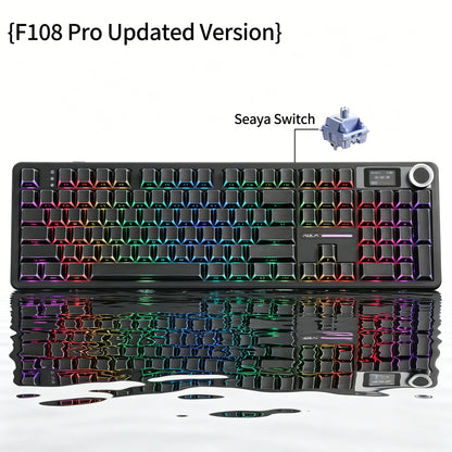 Teclado mecânico AULA F108 PRO personalizado, layout 100%, retroiluminação RGB, Bluetooth sem fios, switch HiFi, teclado gaming