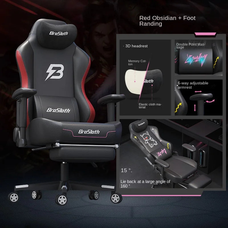 S8 Gaming Chair with 3D Armrests, Ergonomic Adjustable Backrest, Computer Office Chair, Leather Gamer Chair with Nylon Feet