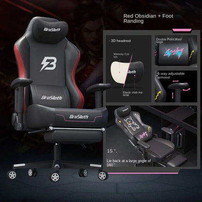 S8 Gaming Chair with 3D Armrests, Ergonomic Adjustable Backrest, Computer Office Chair, Leather Gamer Chair with Nylon Feet