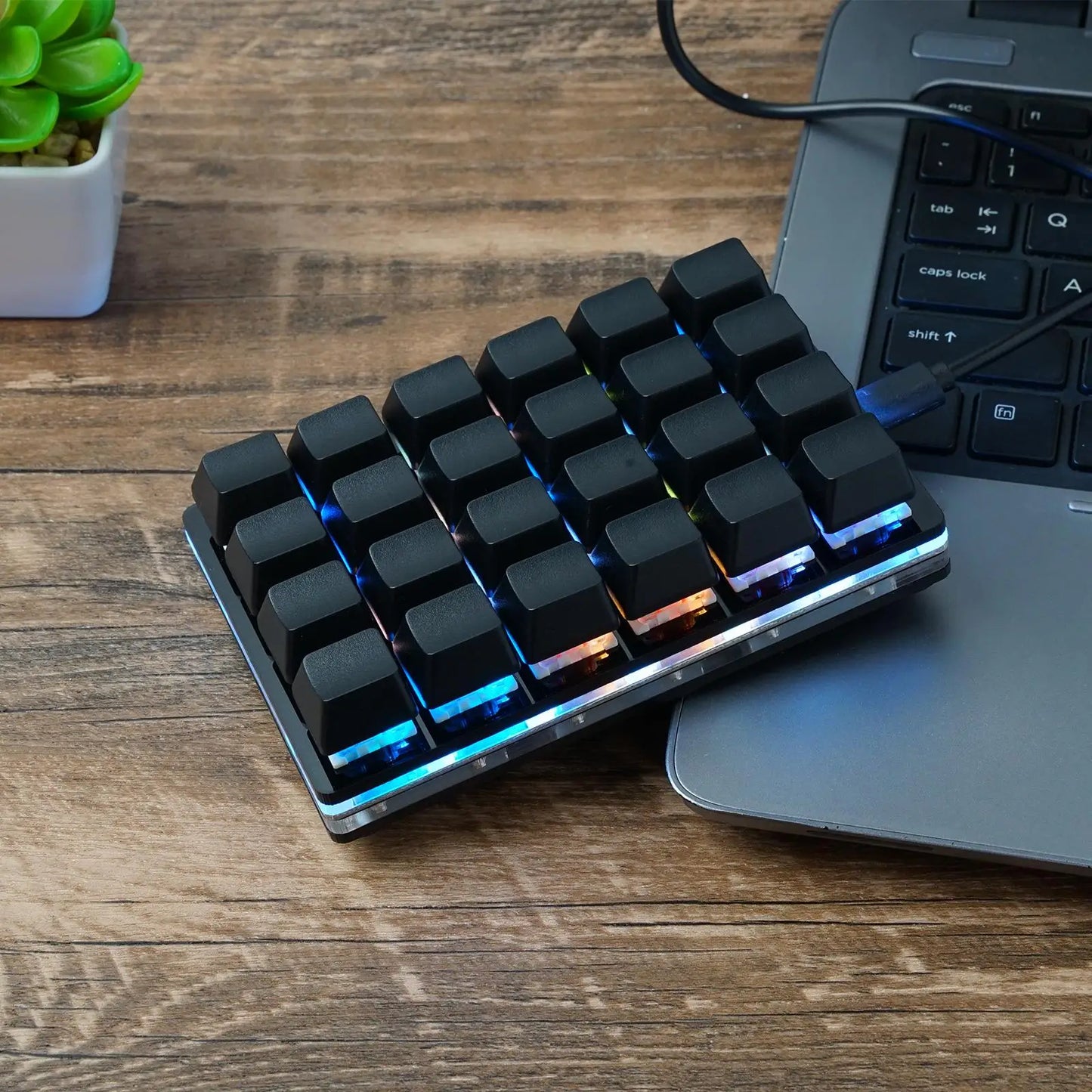 Mini teclado mecânico USB personalizado de 24 teclas preto/branco para gaming, Sayo Device, teclado programável de atalhos com teclas macro