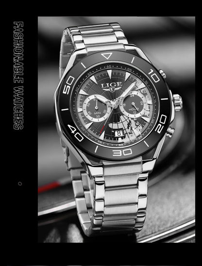 LIGE Top Brand Luxury Mens Watches Casual Business Watch Men Fashion Waterproof Military Men's Quartz Wristwatch Montre Homme
