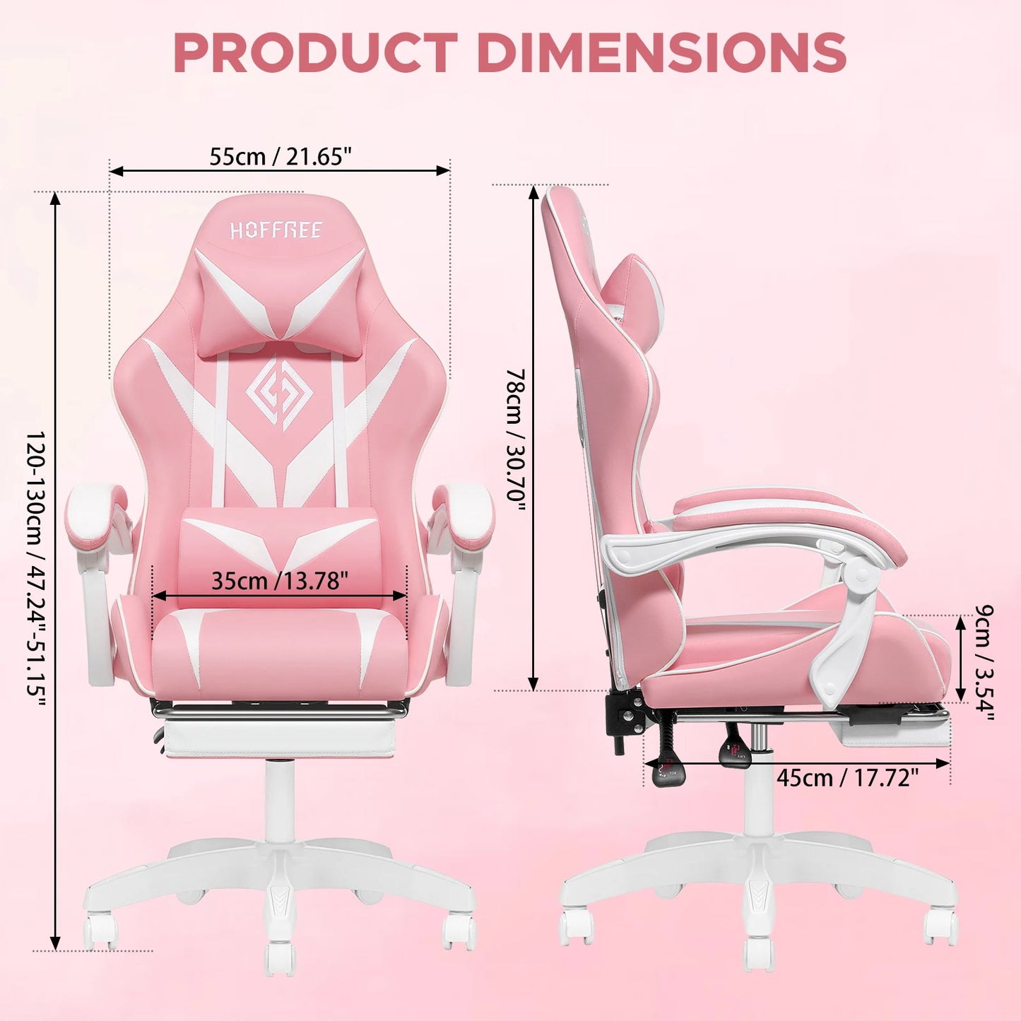200Lbs Gaming Chair with Massage Lumbar Support, Ergonomic PC Gaming Chair with Footrest, Reclining Adjustable Armrest Computer Chair