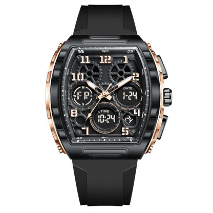 FOXBOX Men Watch Luminous White Silicone Waterproof Quartz Watch For Men Fashion Analog Digital Alarm Chronograph Montre Homme