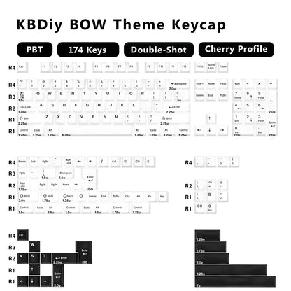 KBDiy 174 Teclas/Conjunto PBT GMK Apollo Keycap Double Shot Minimalista ISO Perfil Cherry para Teclado Mecânico Gaming Keycaps para MX