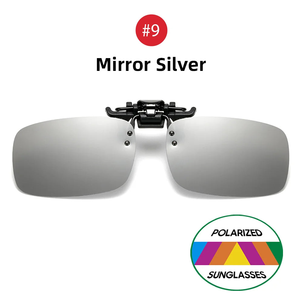 Classic Square Flip Up Clip On Sunglasses Men Polarized Night Vision Driving UV400 Women Photochromic Sun Glasses Clips