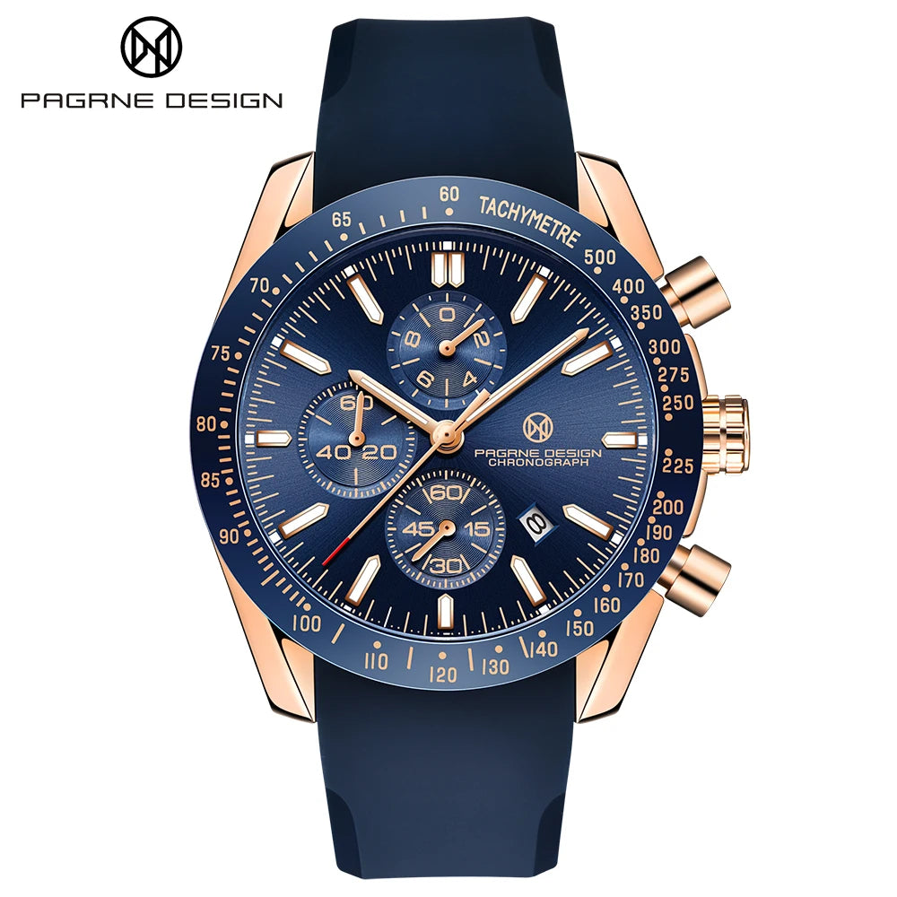 PAGANI DESIGN New 45mm Men Quartz Watch Rubber Belt Men's Luxury Watch Fashion Casual Sports Male Clock Relogio Maasculino