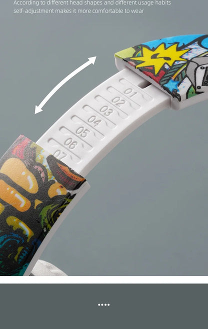 Auscultadores Gaming Bluetooth Sem Fios New Graffiti LX-8686 com Microfone, Iluminação LED, Suporte para Cartão TF, Graves Profundos e Design Over-Ear para PC, Gaming e Crianças