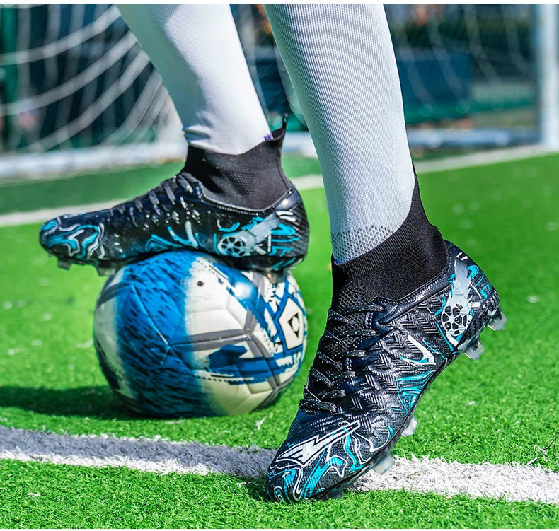 Men's High Ankle Football Boots Turf Soccer Cleats Breathable Non-slip Training Match Sneakers Outdoor Sports FG Soccer Shoes