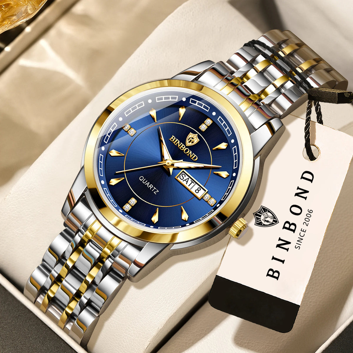 Orologi al quarzo di lusso originali BINBOND da donna – Modello impermeabile e luminescente – Idea regalo (confezione inclusa)