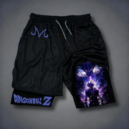 Dragon Ball Son Goku 2026 Men's Quick-Drying Double-Layer Gym Shorts Summer Fitness Sports Y2K Style Fake Two-Piece Pants