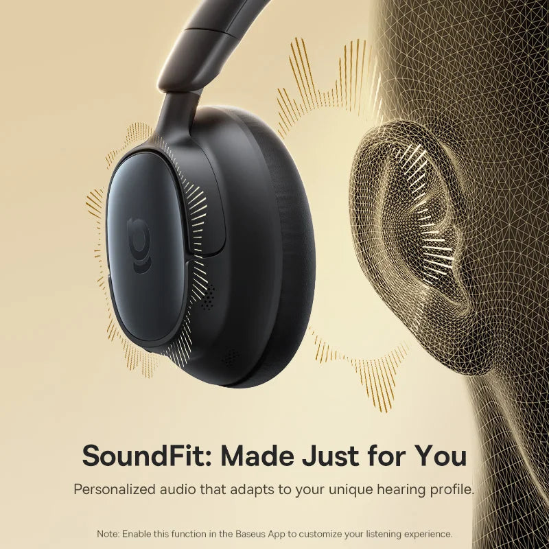 Baseus Bowie MH1 Bluetooth 6.0 Wireless Headphones with 48dB ANC, Hi-Res LDAC Audio, Baseus Bowie MH1 Noise Cancelling Over Ear Headset with 80H Battery