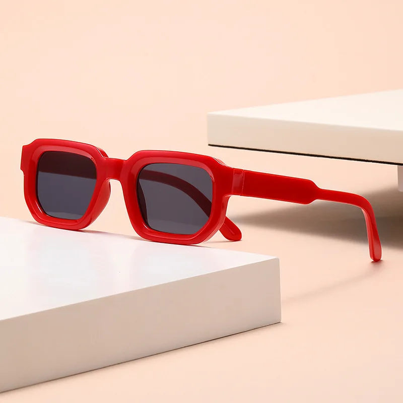 6PCS/Set Women Vintage Rectangle Frame Sunglasses Fashion Retro Sun Glasses Luxury Brand Design Glasses Eyewear Men Goggle